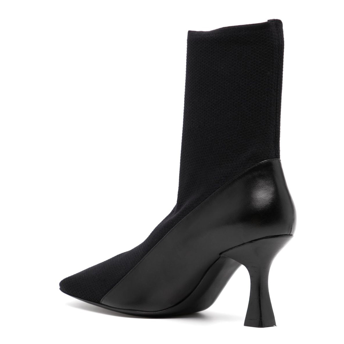 Elegant Square Toe Flared High Heel Pull On Black Booties for Women