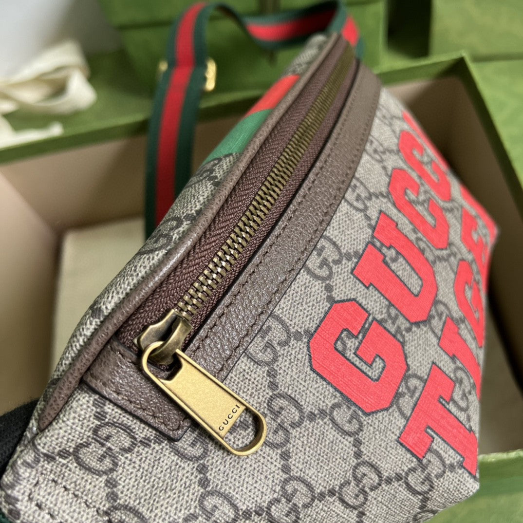 gg Tiger gg Belt Bag Beige And Ebony gg Supreme Canvas For Women And Men 6in/16cm 675181 US7DC 9395