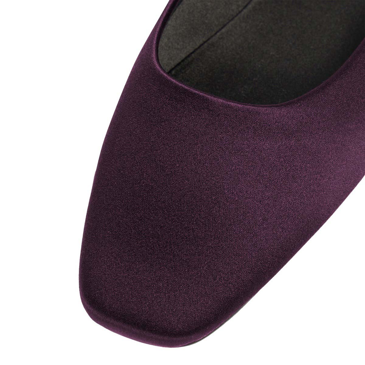 Dark Purple Satin Square Toe Slip-On Flat Simple Mules for Women