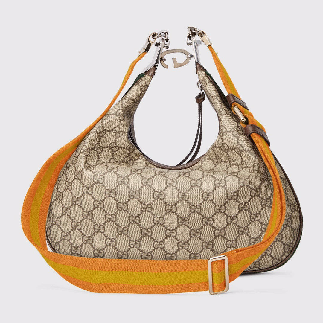 gg Atache Large Shoulder Bag Beige And Multicolor For Women, Women’s Bags 13.8in/35cm gg 702823 96GRN 4091