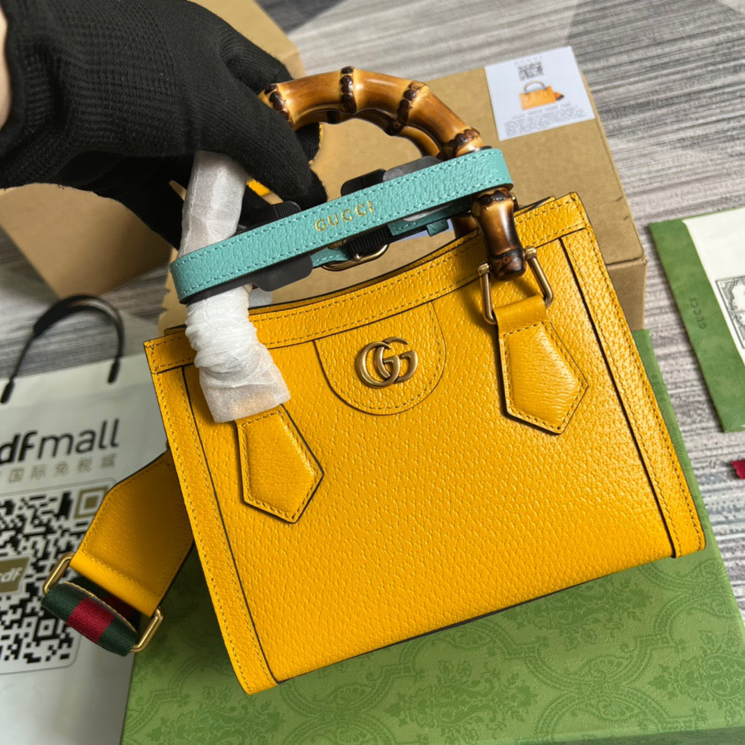 gg Diana Mini Tote Bag Yellow For Women, Women’s Bags 7.9in/20cm gg 702732 U3ZDT 7480