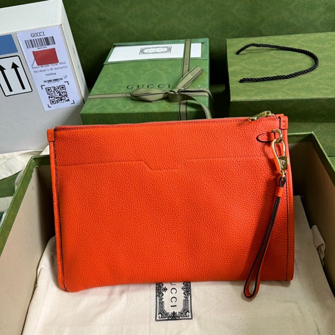 gg Clutch With gg Logo Orange For Men 12in/31cm gg