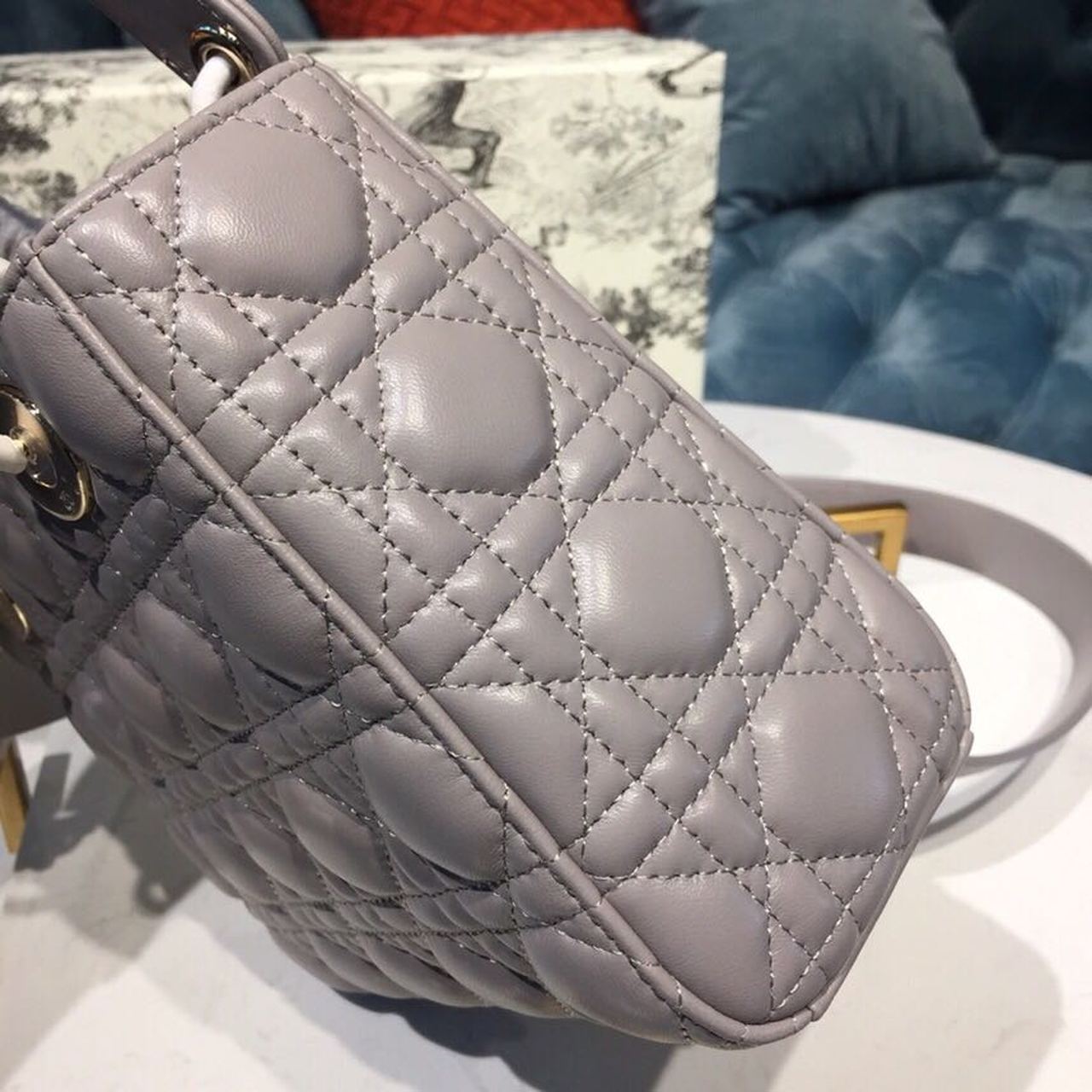 DI Small Lady My ABCBag Steel Gray Cannage For Women 20cm/8in CD M0538OCAL_M34G