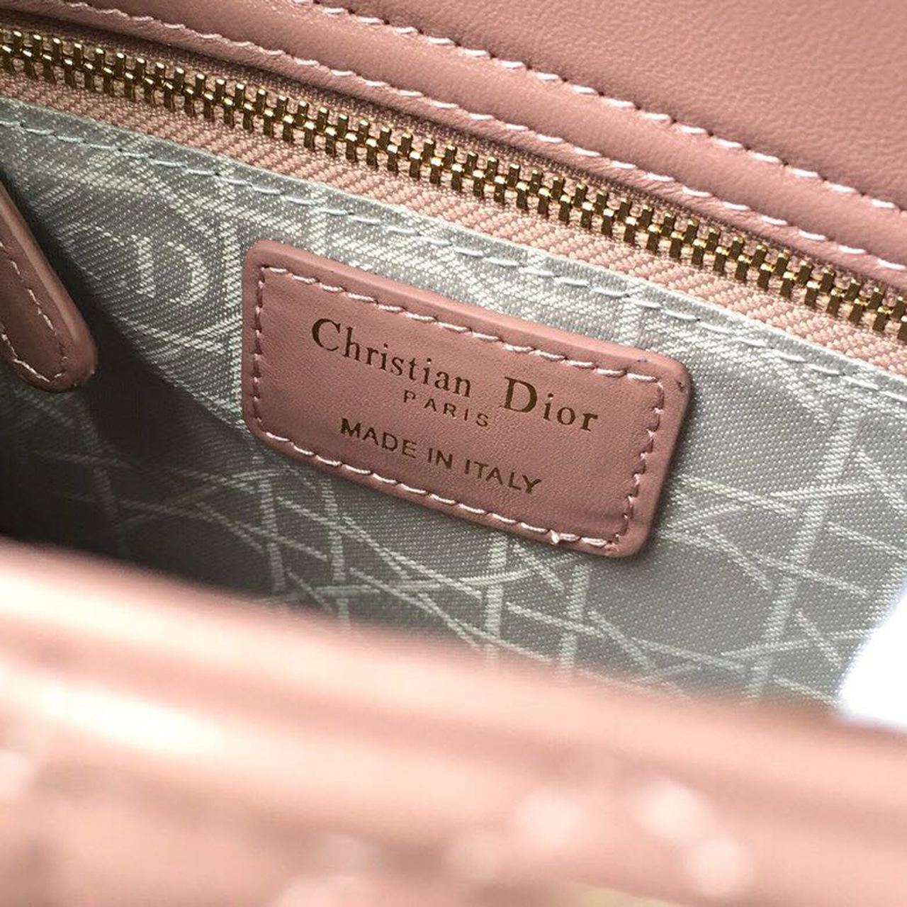DI Medium Lady Bag Gold Toned Hardware Dusty Pink For Women 20cm/8in CD