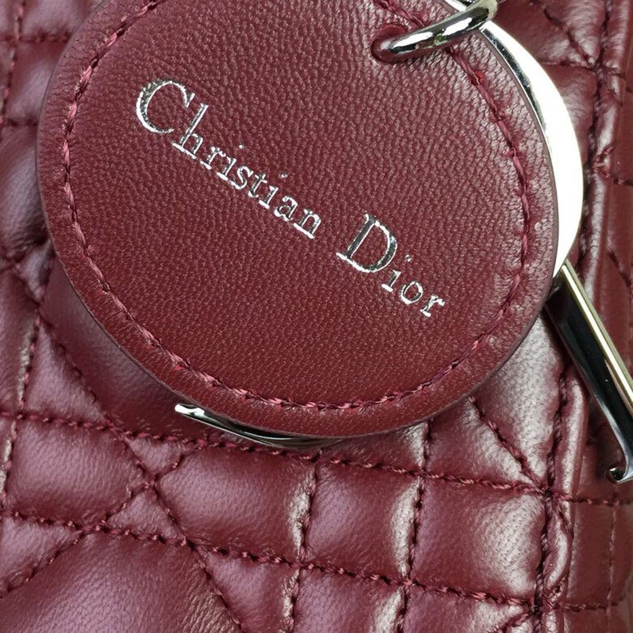 DI Mini Lady Bag with Chain Silver Hardware Burgundy For Women 6.5in/17cm CD