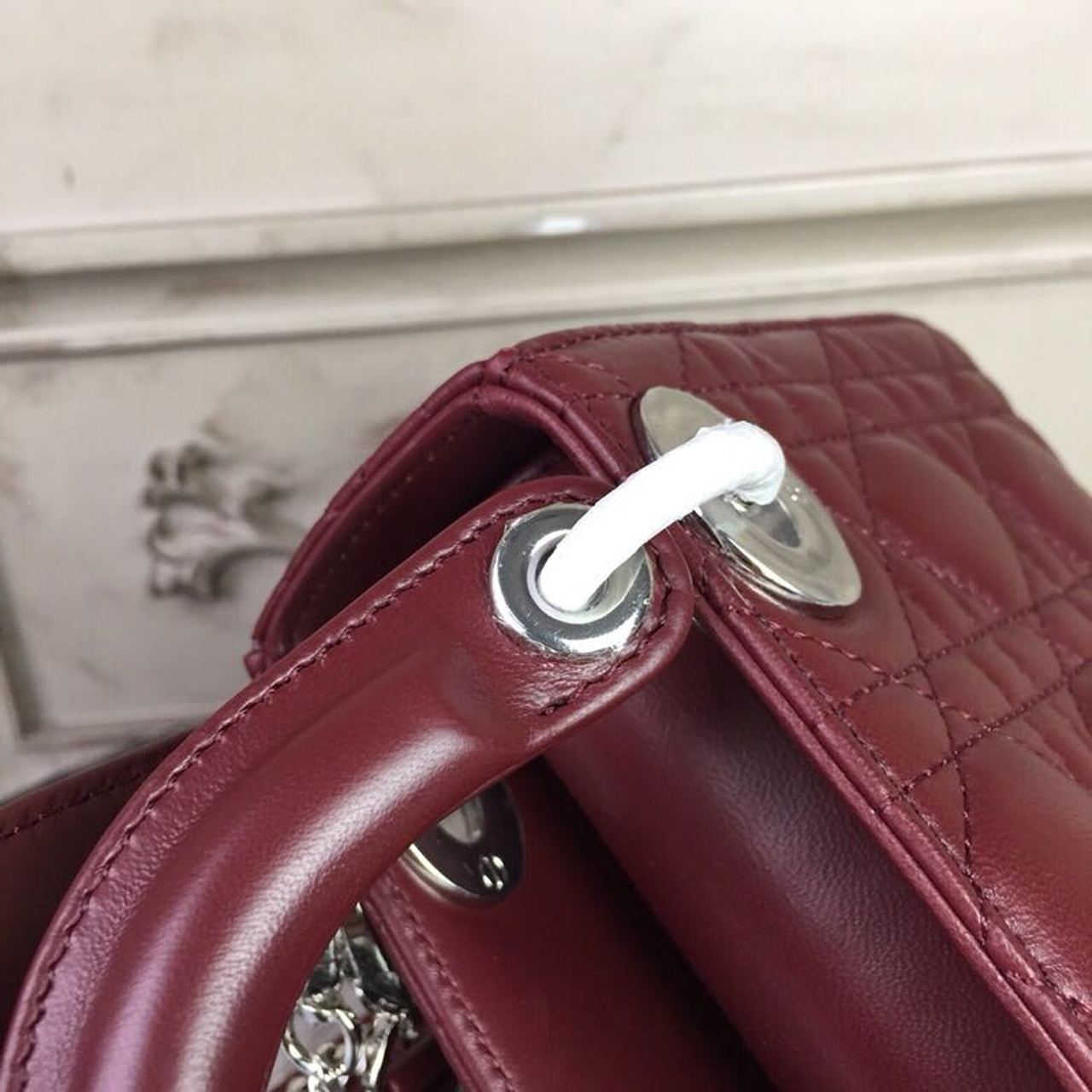 DI Mini Lady Bag with Chain Silver Hardware Burgundy For Women 6.5in/17cm CD