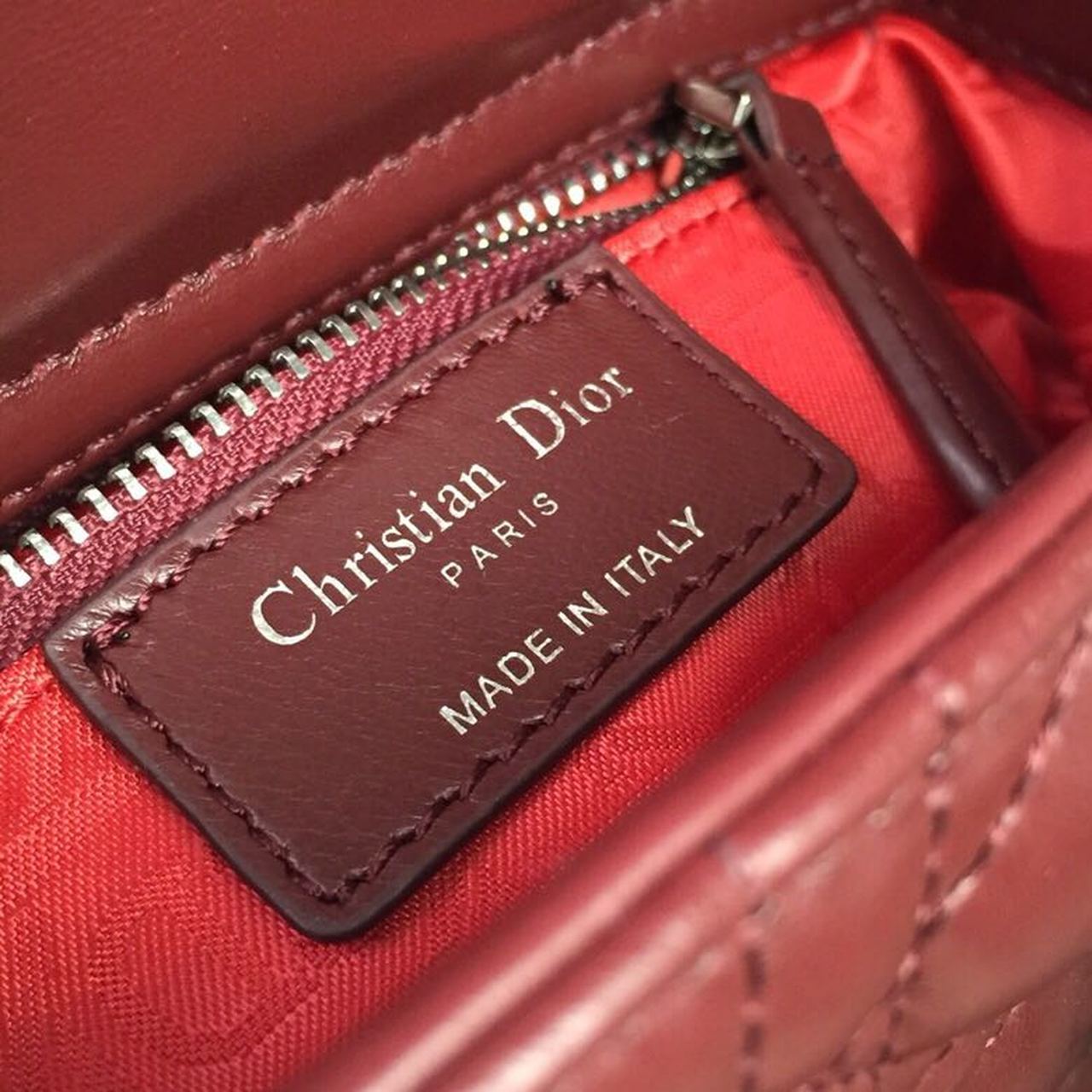 DI Mini Lady Bag with Chain Silver Hardware Burgundy For Women 6.5in/17cm CD