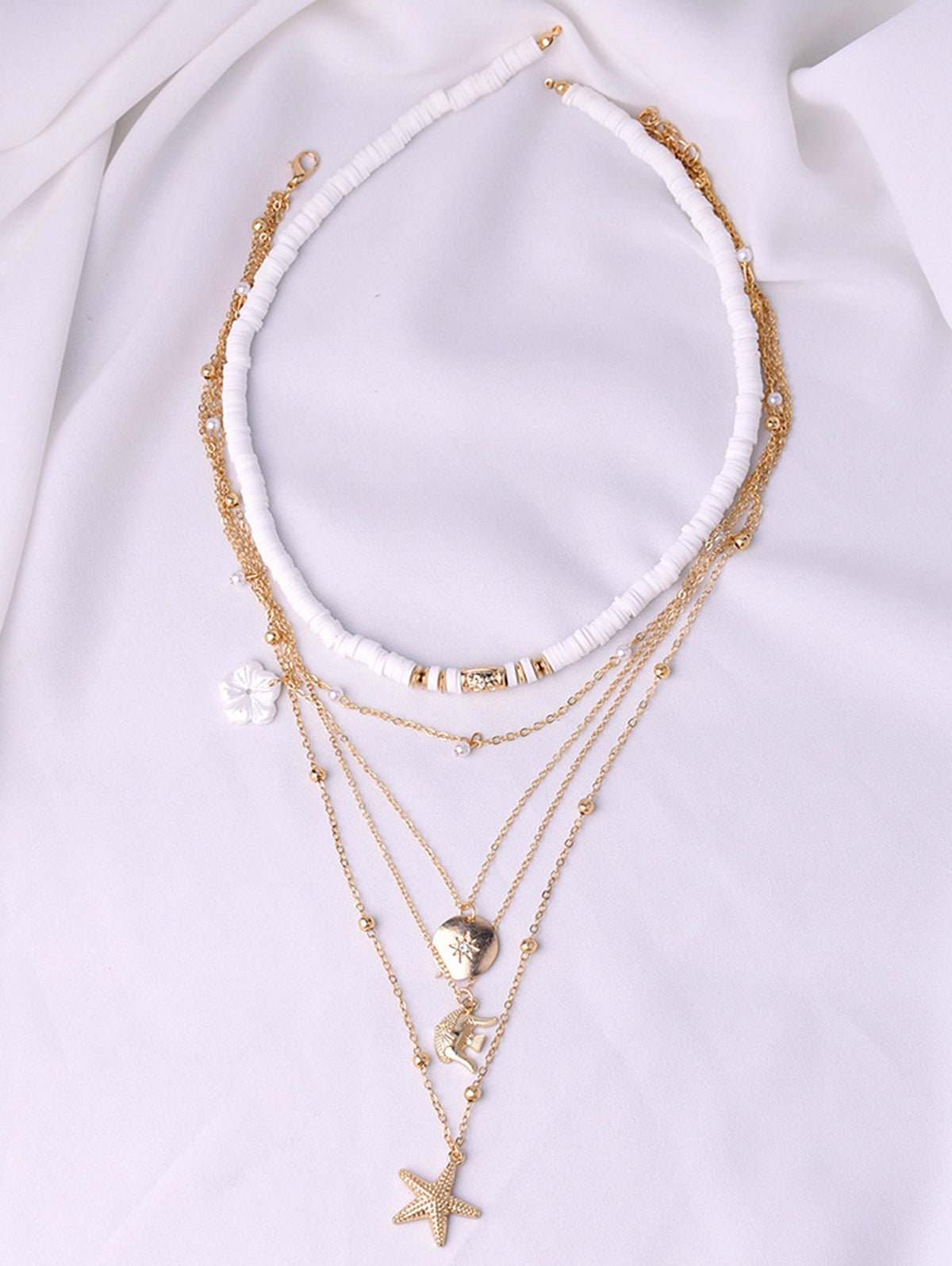 Fashion Multi-layer Flower Starfish Beaded Set Alloy Necklaces