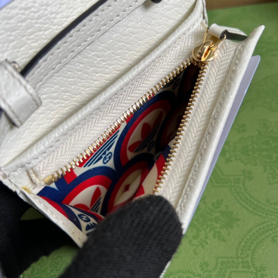 gg x Adidas Card Case With Horsebit White For Women, Women’s Bags 4.2in/11cm gg 702248 DJ24G 8847