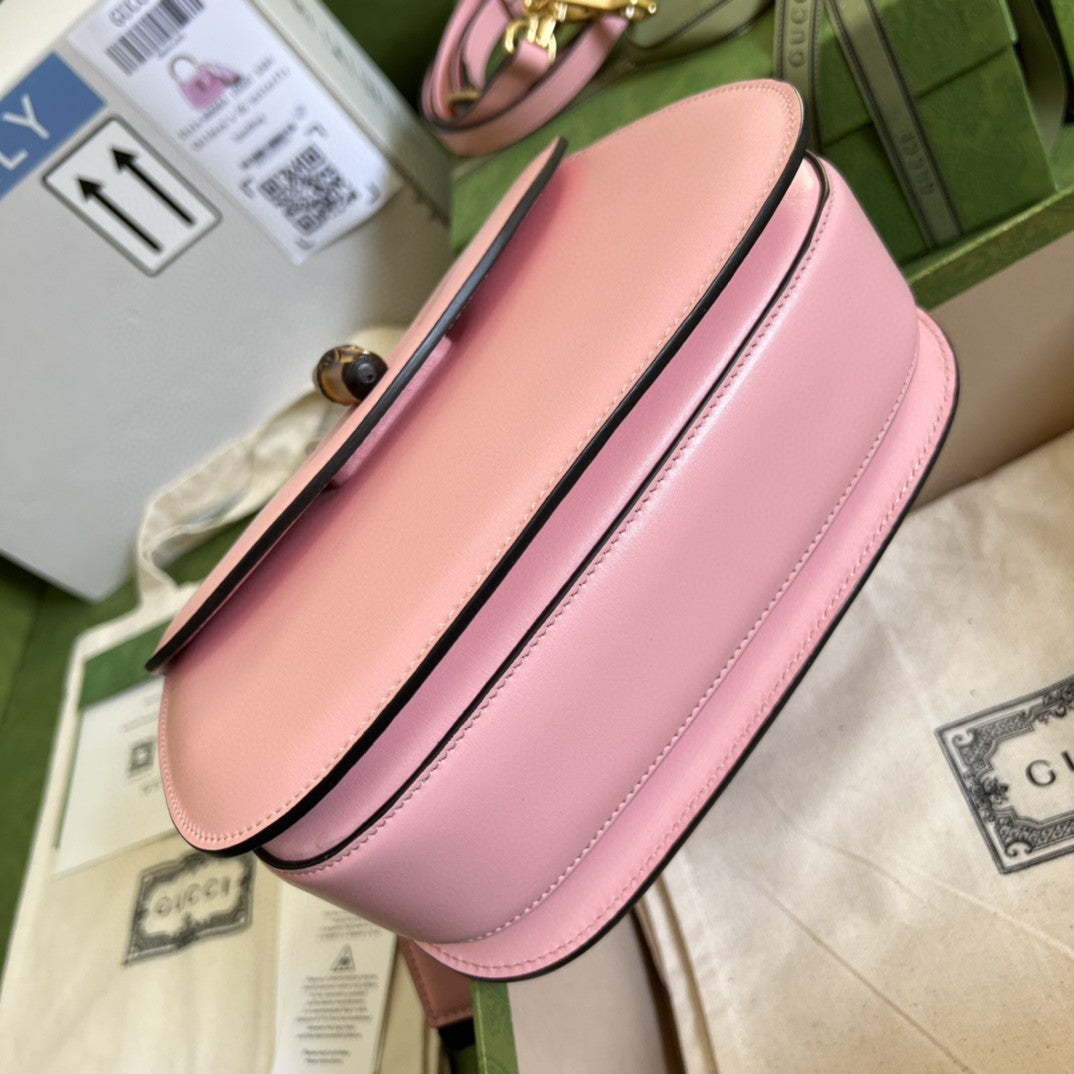 gg Bamboo 1947 Small Top Handle Bag Pink For Women 8.3in/21cm gg 675797 10ODT 5467