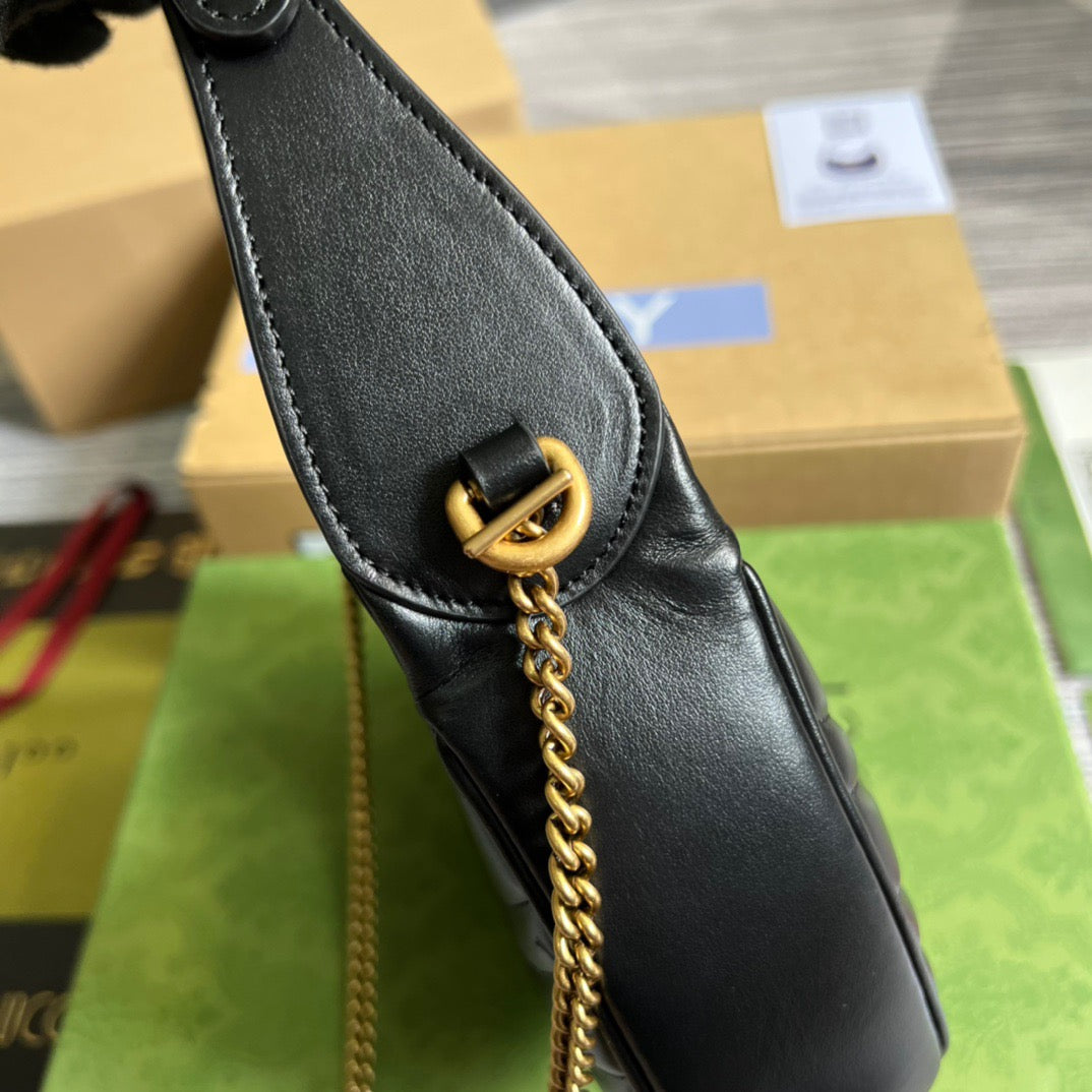 gg Marmont Half Moon Shaped Mini Bag Black For Women, Women’s Bags 8.5in/22cm gg 699514 DTDHT 1000