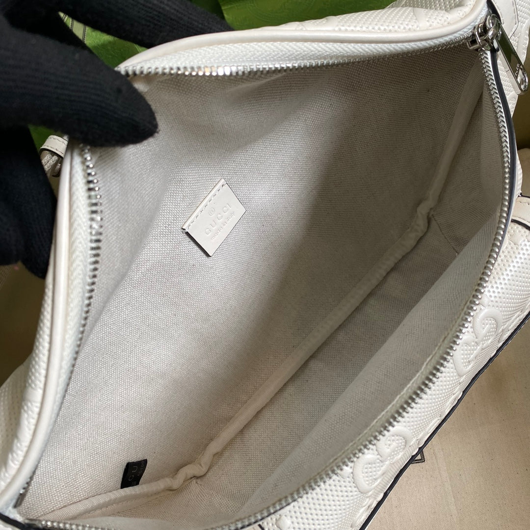 gg Embossed Belt Bag White gg Embossed For Men 11in/28cm gg