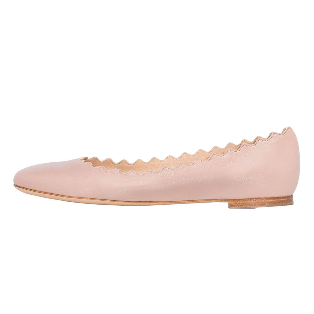 Beige Round Toe Formal Flat Pumps