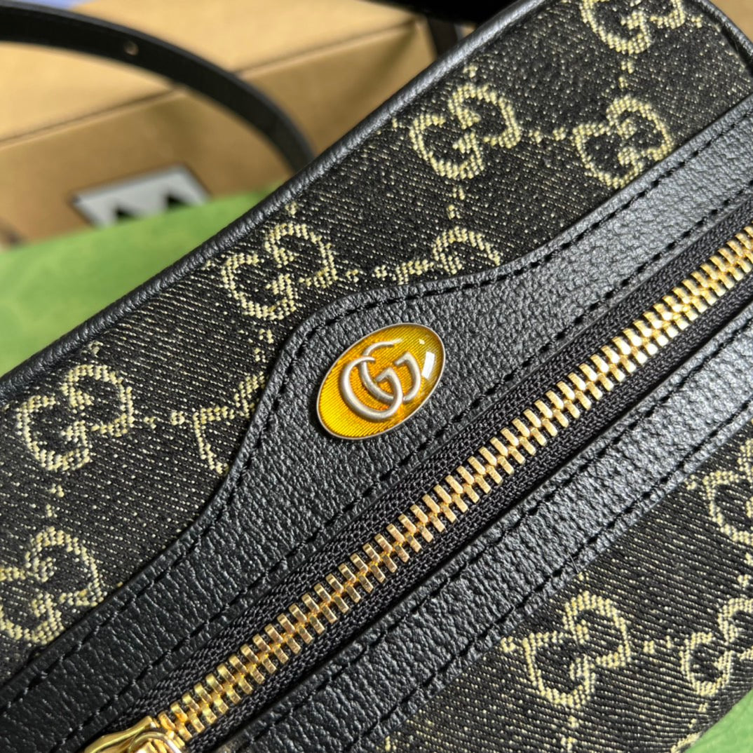 gg Ophidia Mini gg Bag Black And Ivory gg Denim Jacquard For Women 7in/17.5cm gg 517350 UN3BG 1274