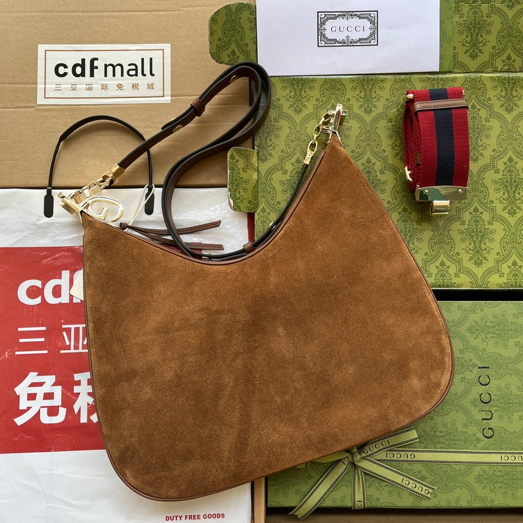 gg Atache Large Shoulder Bag Dark Brown For Women, Women’s Bags 13.8in/35cm gg 702823 DVVKG 2664