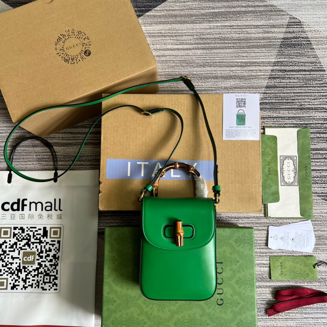 gg Bamboo Mini Handbag Green For Women, Women’s Bags 6.2in/16cm gg