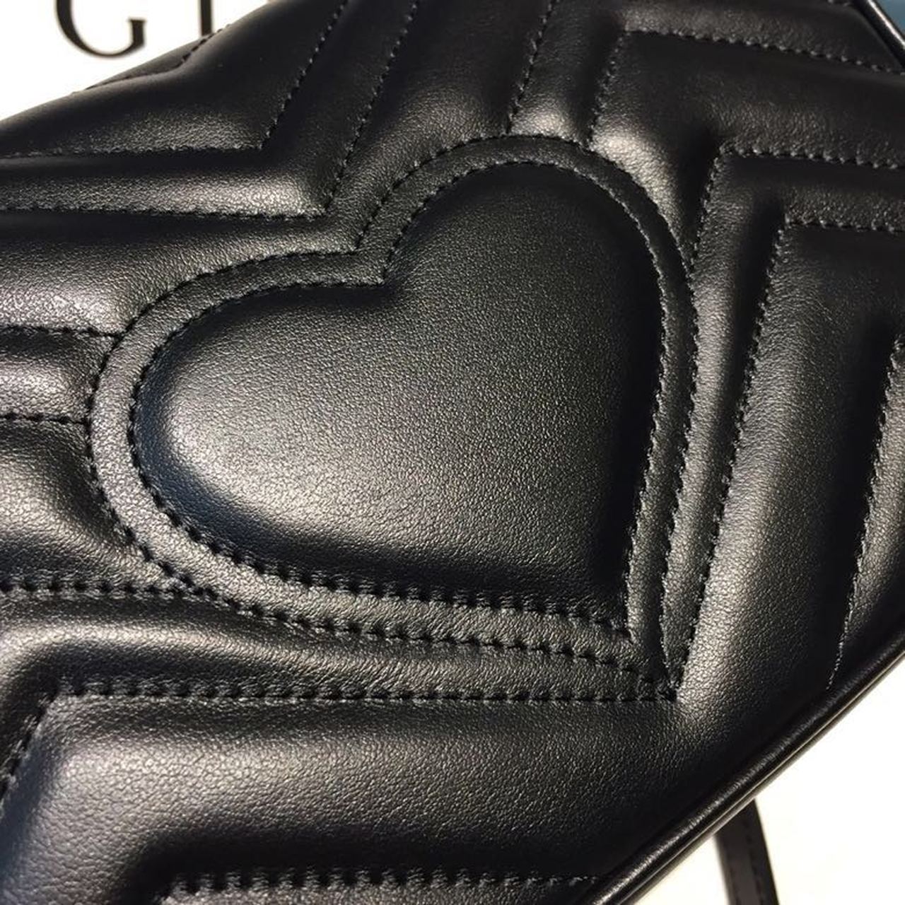 gg Marmont Matelassé Mini Bag Black Matelassé Chevron With A Heart For Women 8.5in/22cm gg 446744 DTDIT 1000