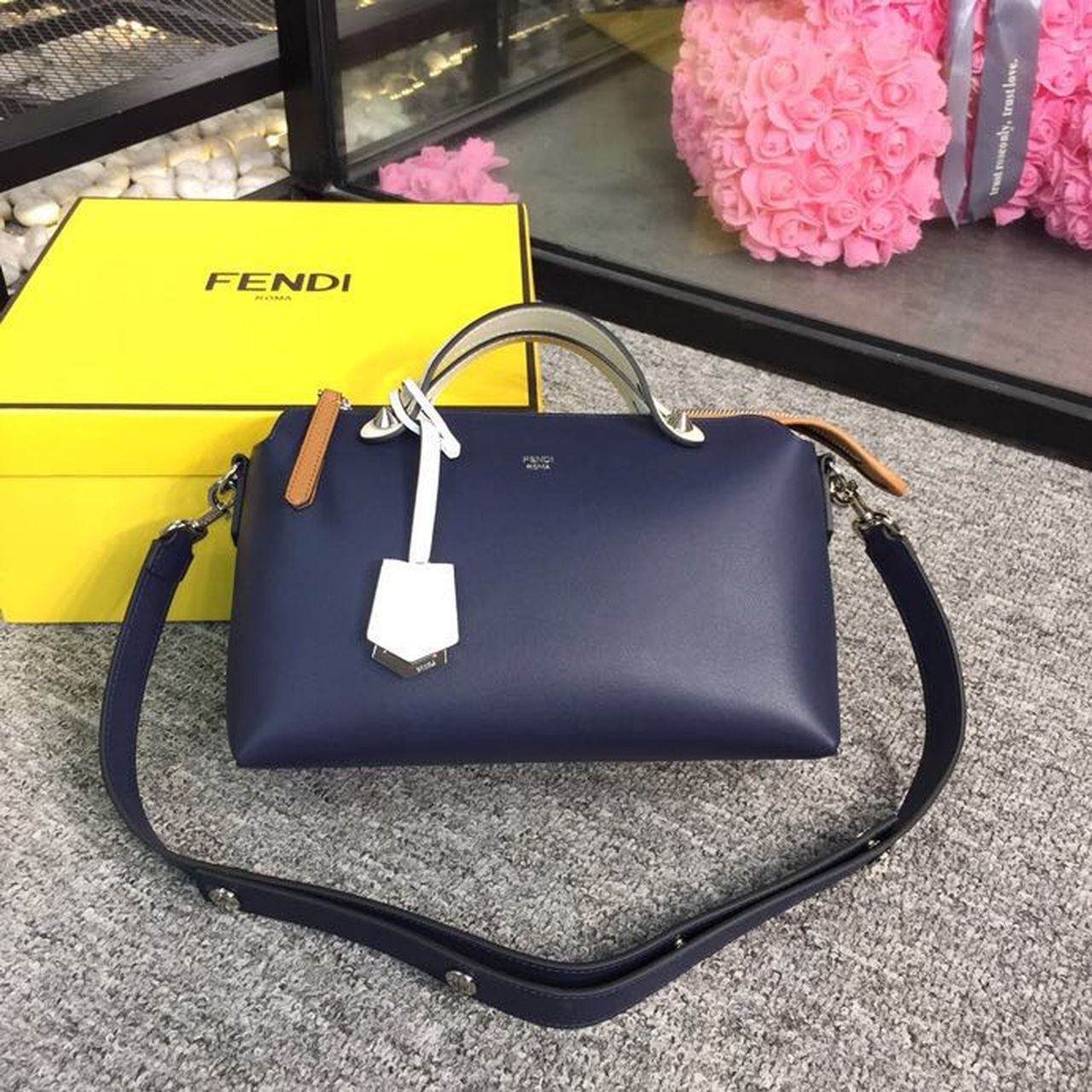 FI By The Way Medium Bag Dark Blue For Women, Handbags, Shoulder And Crossbody Bags 10.6in/27cm FF 8BL1461
