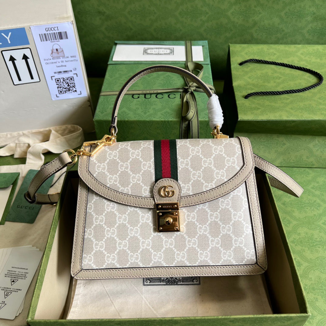 gg Ophidia Small gg Top Handle Bag Beige For Women, Women’s Bags 9.8in/25cm gg 651055 UULAG 9682