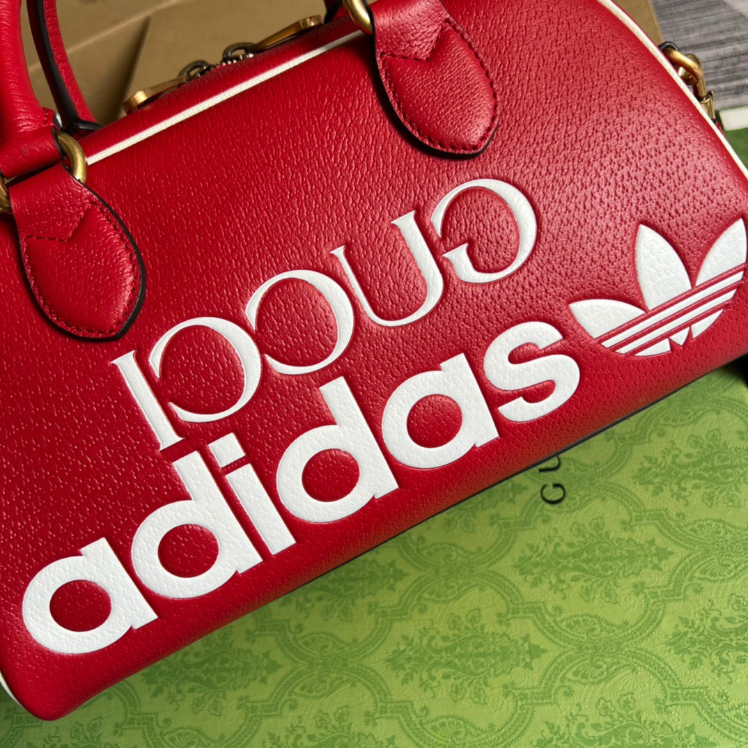gg x Adidas Mini Duffle Bag Red For Women, Women’s Bags 12.4in/32cm gg 702397 U3ZCT 6563