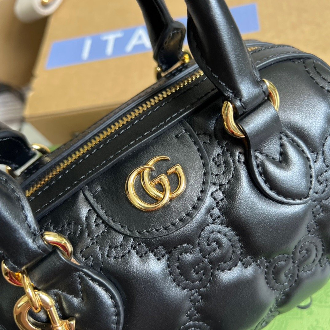 gg Matelasse Top Handle Bag Black For Women, Women’s Bags 7.5in/19cm gg 702251 UM8HG 1046