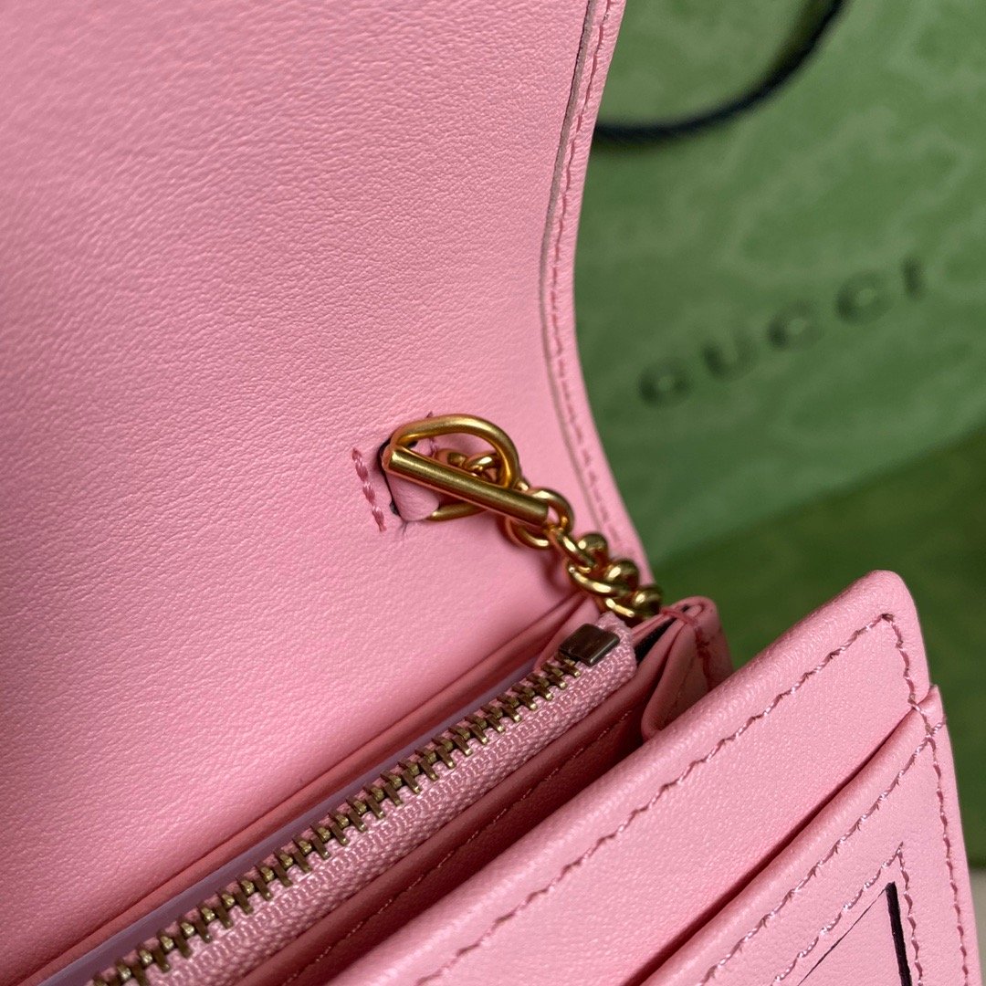 gg Diana Chain Wallet With Bamboo Pink For Women, Women’s Bags 7.4in/19cm gg