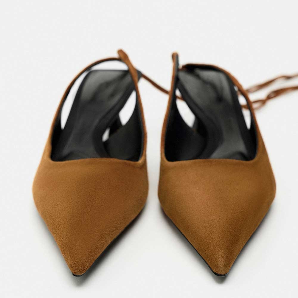 Beige Faux Suede Pointed Toe Kitten Heel Lace Up Pumps