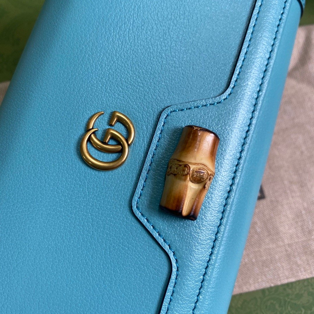 gg Diana Chain Wallet With Bamboo Blue For Women, Women’s Bags 7.4in/19cm gg