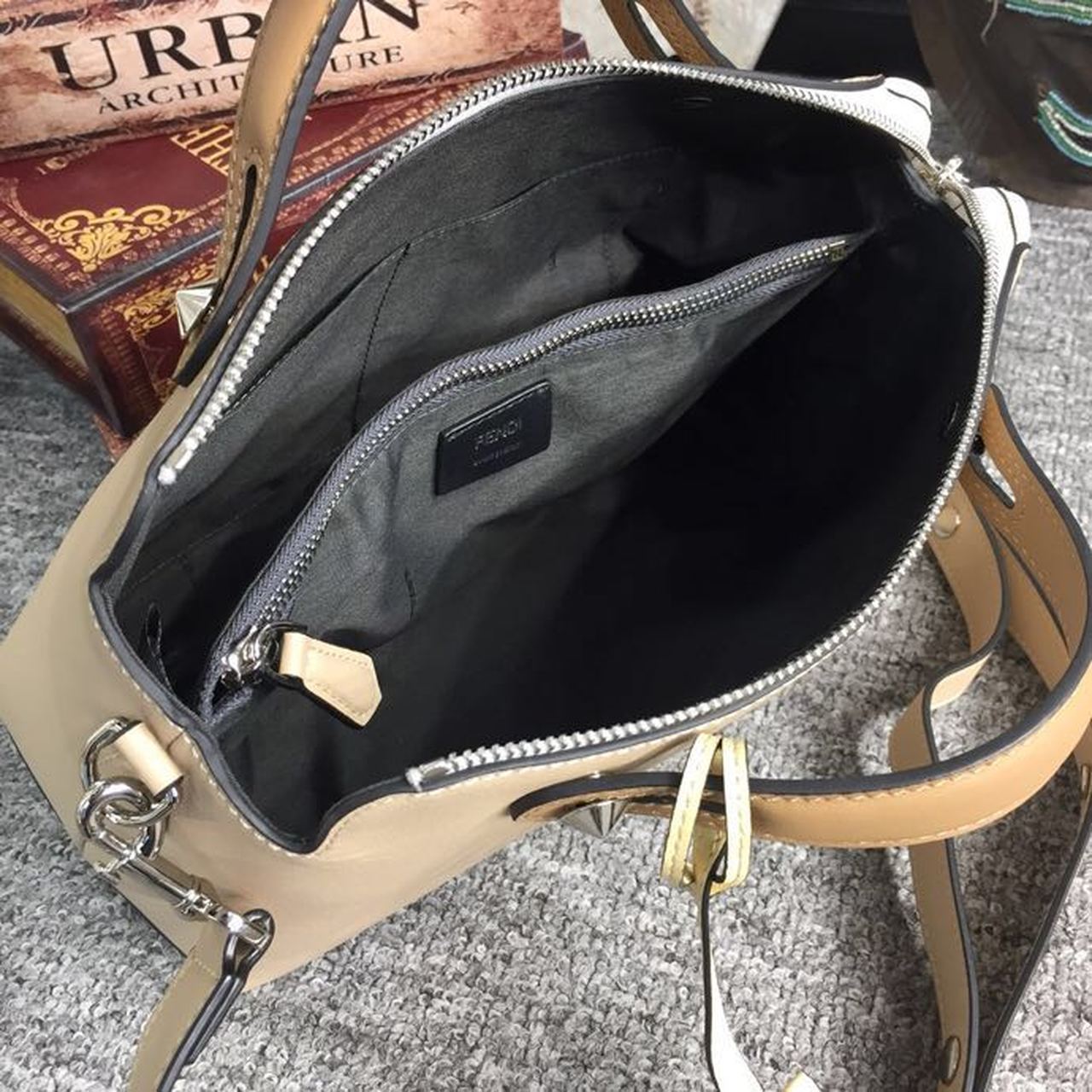 FI By The Way Medium Bag Beige For Women, Handbags, Shoulder And Crossbody Bags 10.6in/27cm FF 8BL1461