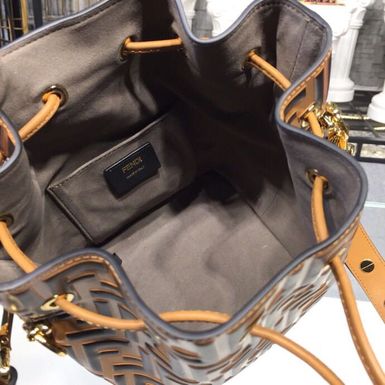 FI Mon Tresor Bucket Bag Brown For Women, Bags, Shoulder And Crossbody Bags 9in/23cm FF 8BT298
