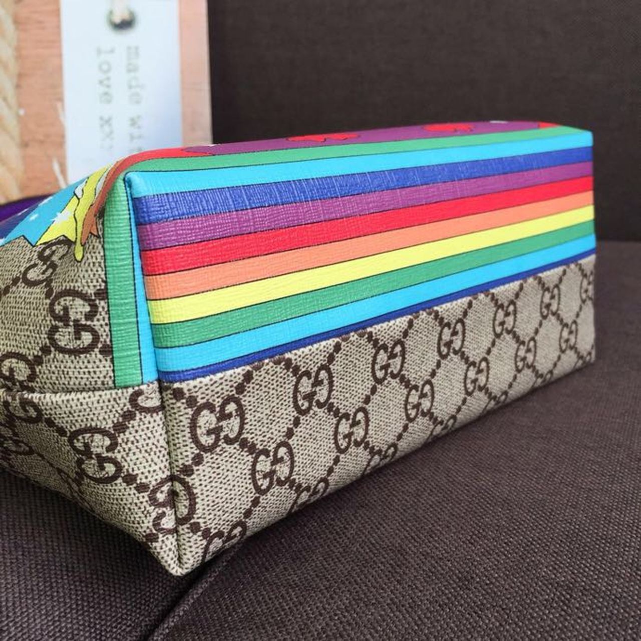gg Children’s gg Supreme Rainbow Birds Tote Bag gg Supreme Canvas Brown/Multicolor For Children’s 8in/20cm gg 410812