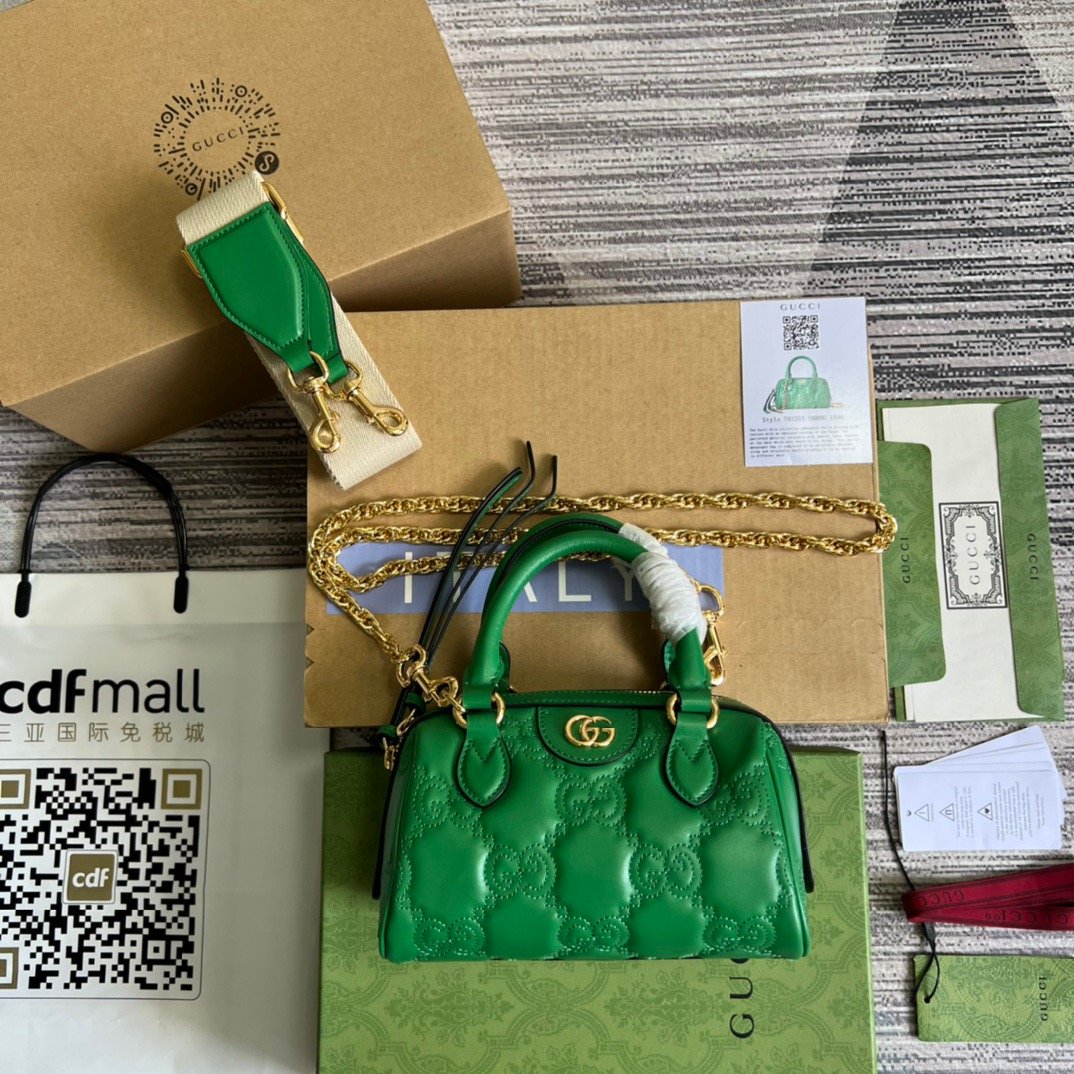 gg Matelasse Top Handle Bag Green For Women, Women’s Bags 7.5in/19cm gg 702251 UM8HG 3389