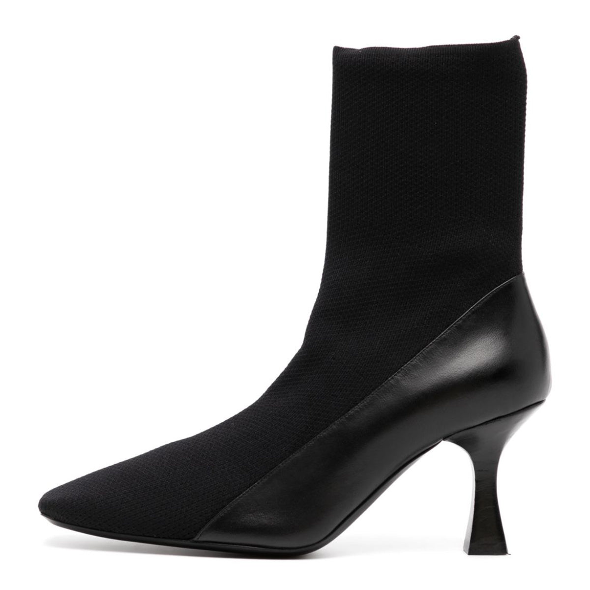 Elegant Square Toe Flared High Heel Pull On Black Booties for Women