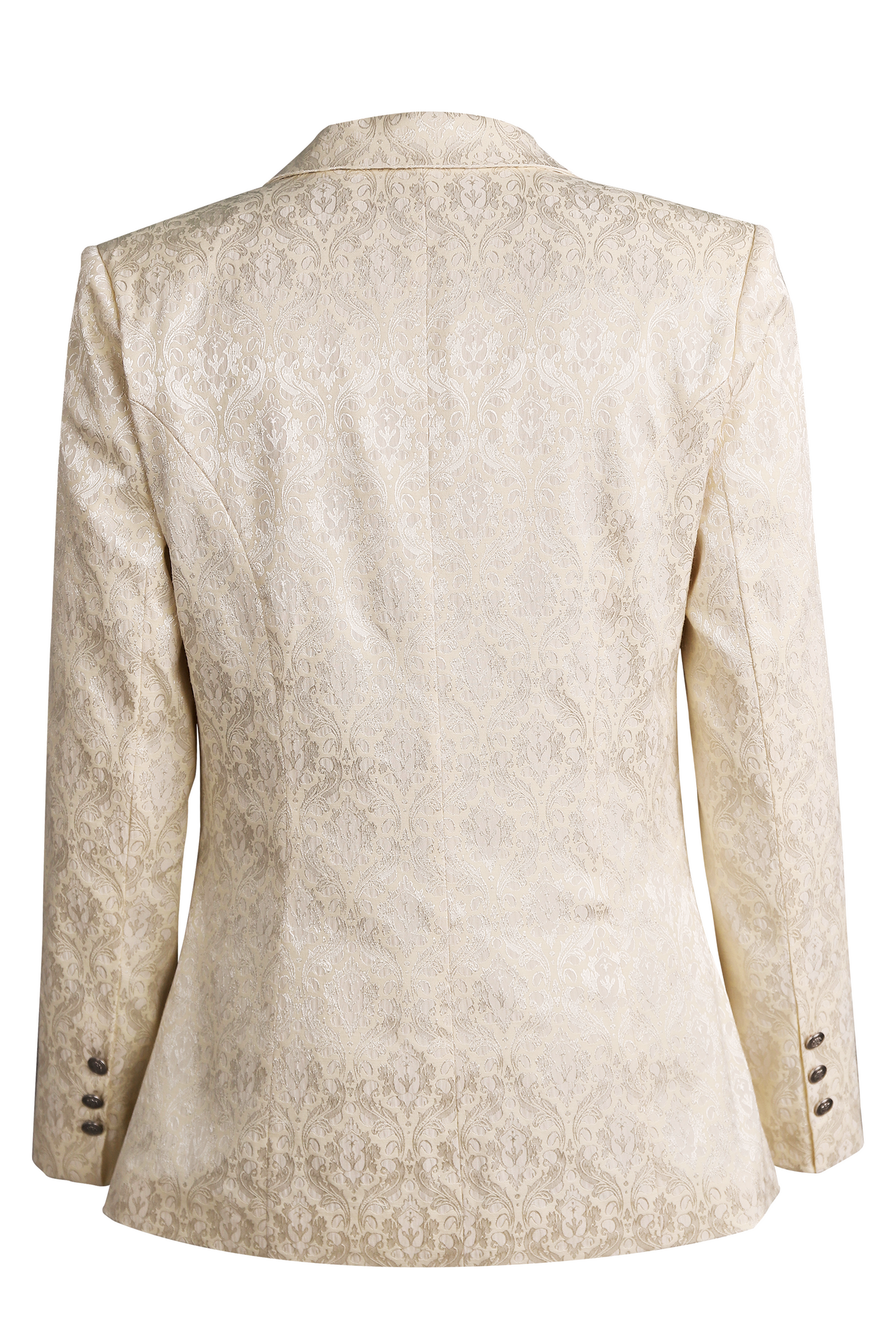 Beige Jacquard Single-Breasted Blazer