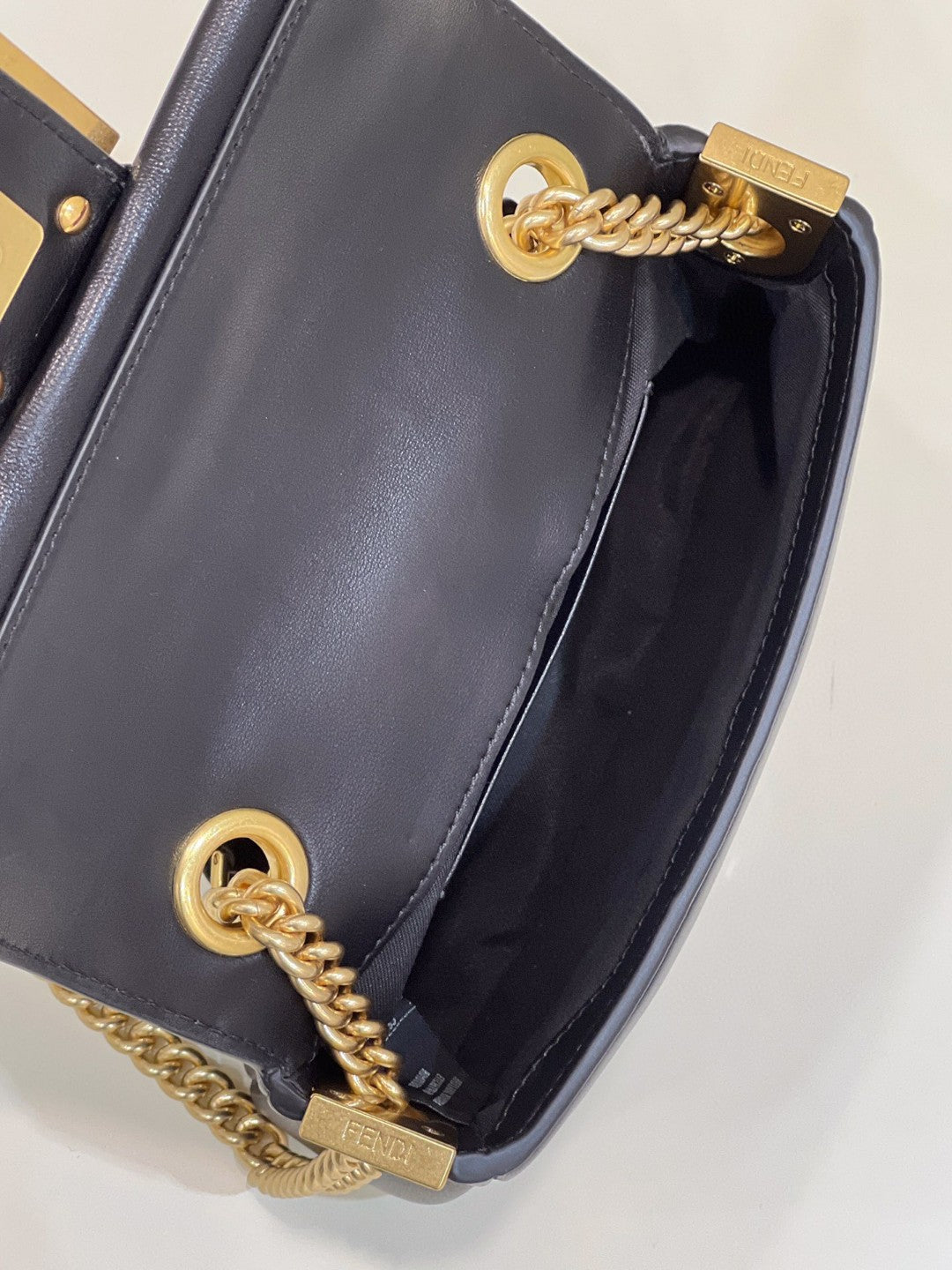 FI Baguette Chain Black Bag For Woman 19cm/7.5in