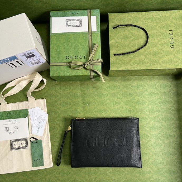 gg Clutch With gg Logo Black For Men 12in/31cm gg