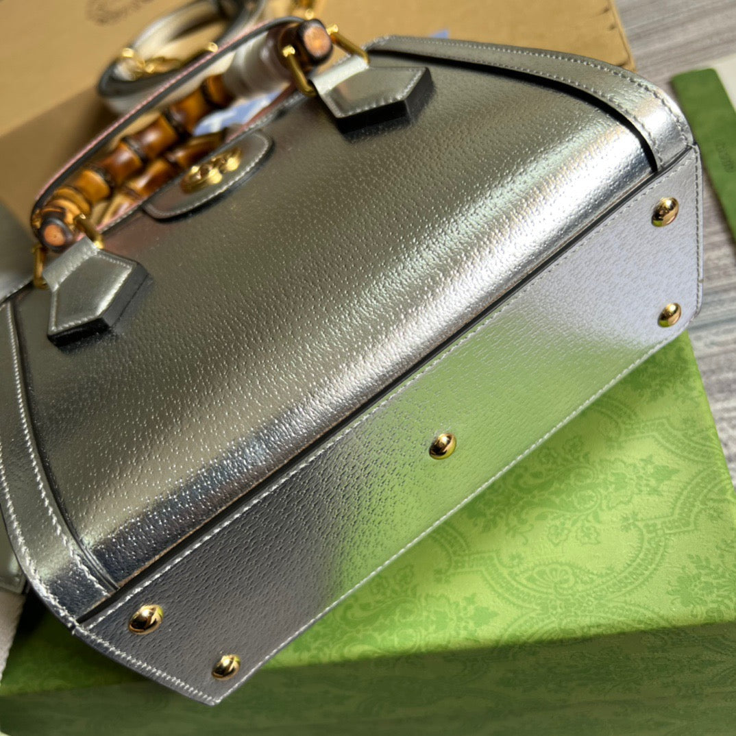 gg Diana Mini Tote Bag Silver For Women, Women’s Bags 7.9in/20cm gg 702732 1TRGT 8190