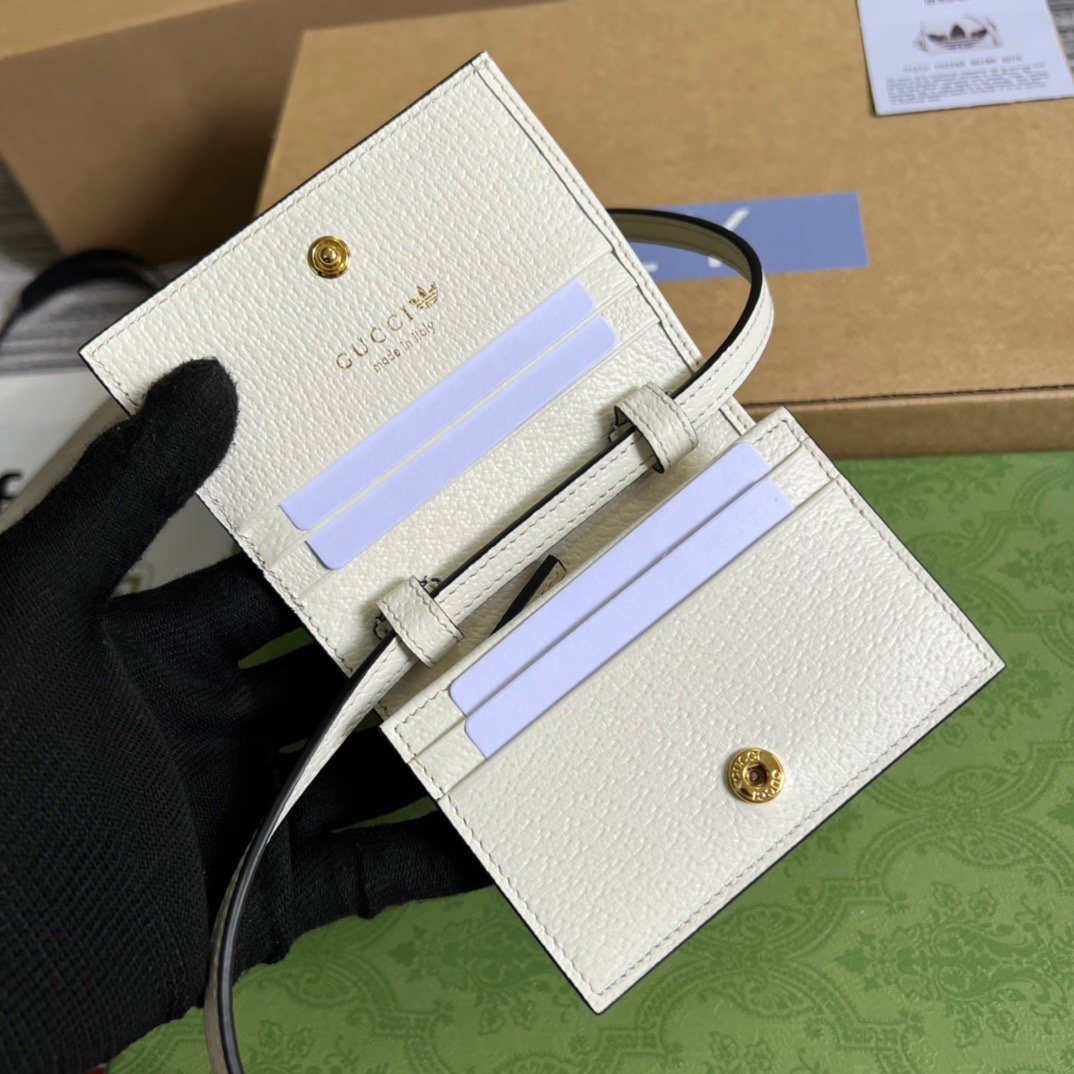 gg x Adidas Card Case With Horsebit White For Women, Women’s Bags 4.2in/11cm gg 702248 DJ24G 8847