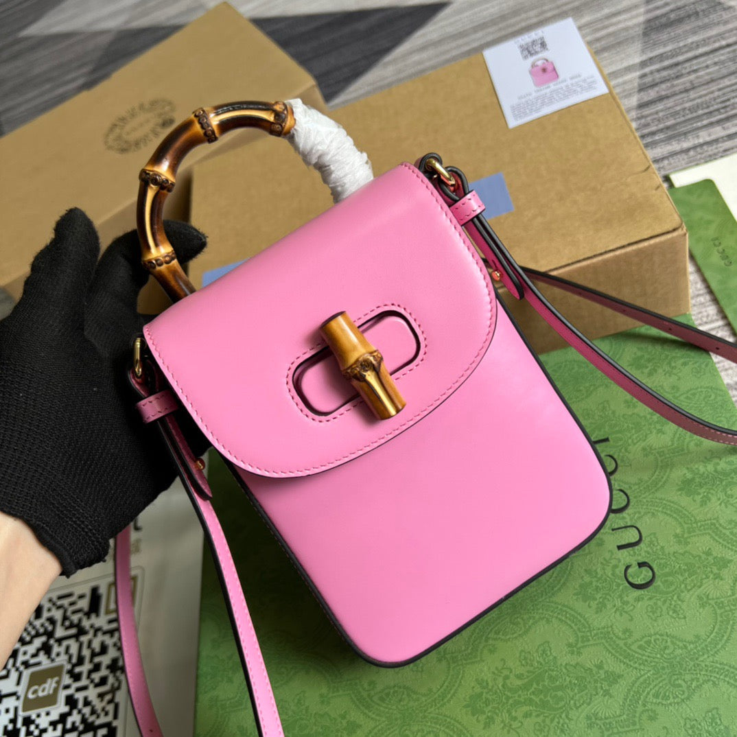 gg Bamboo Mini Handbag Pink For Women, Women’s Bags 6.2in/16cm gg 702106 UZY0T 5814