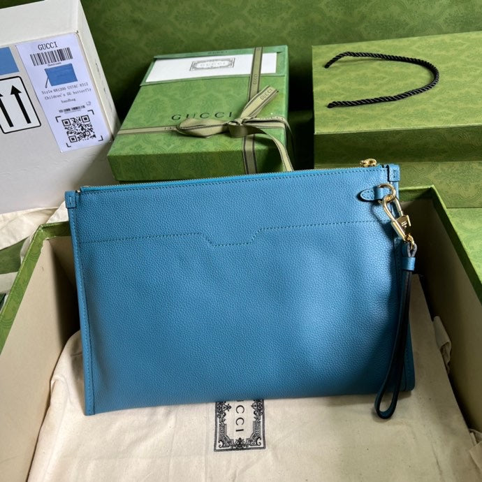 gg Clutch With gg Logo Blue For Men 12in/31cm gg