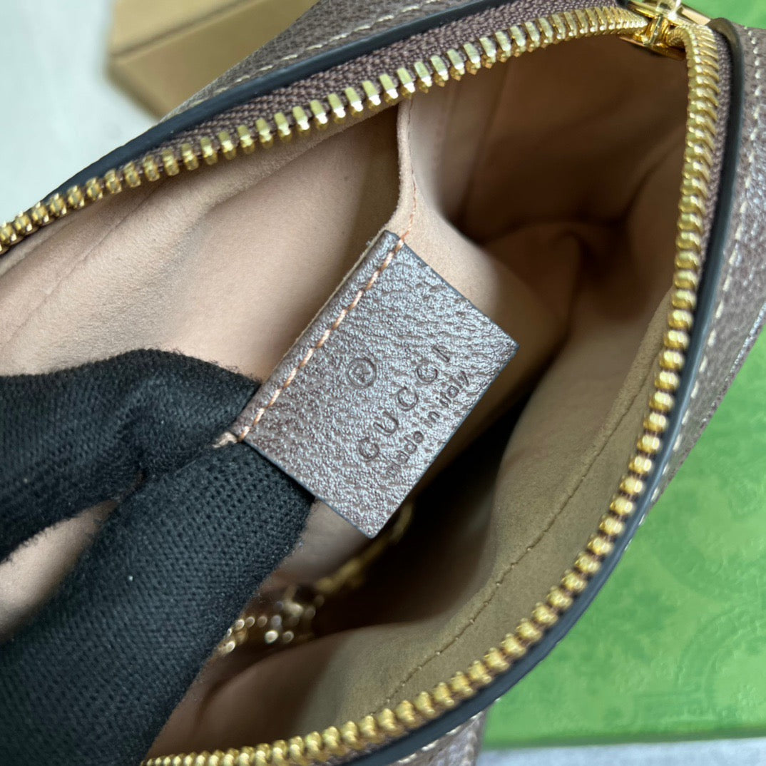 gg Ophidia Mini gg Bag Beige/Ebony gg Supreme Canvas With Brown For Women 7in/17.5cm gg 517350 96IWS 8745