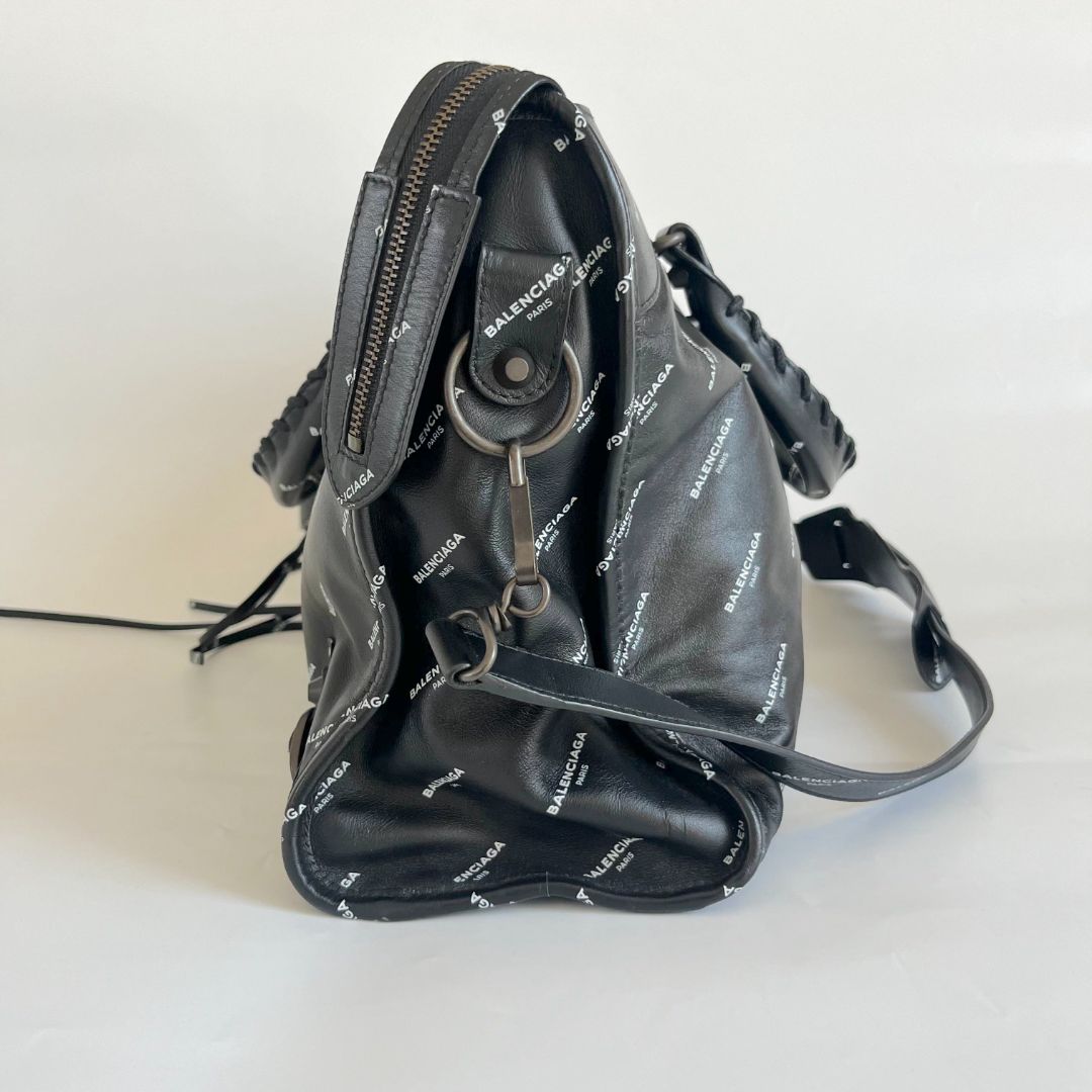 Balenciaga All Over Logo print calfskin large city bag