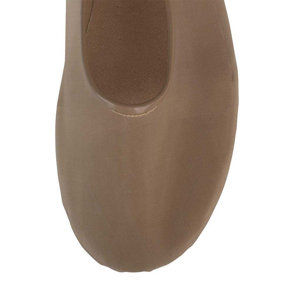 Beige Mesh Round Toe Flat Mary Jane Ballet Shoes