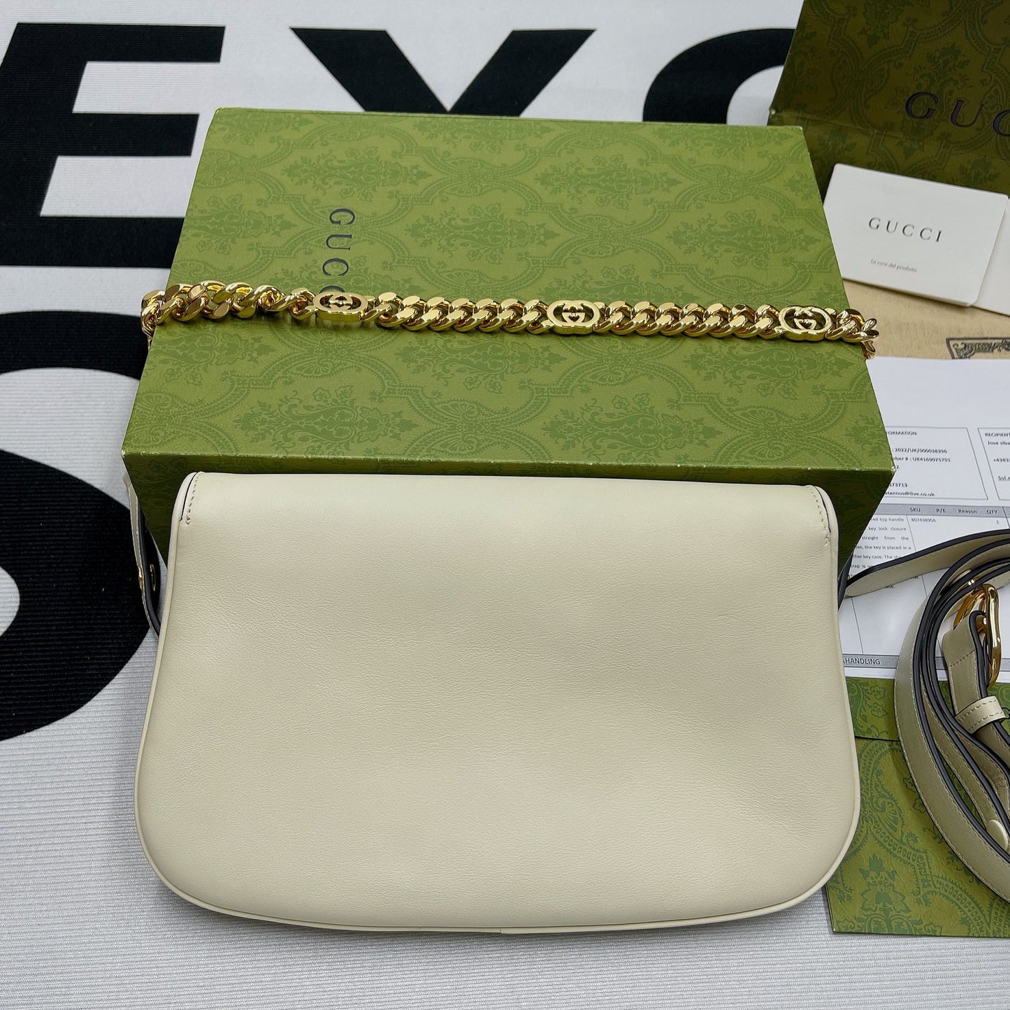 gg Blondie Shoulder Bag White For Women, Women’s Bags 11in/28cm gg 699268 UXX0G 9022
