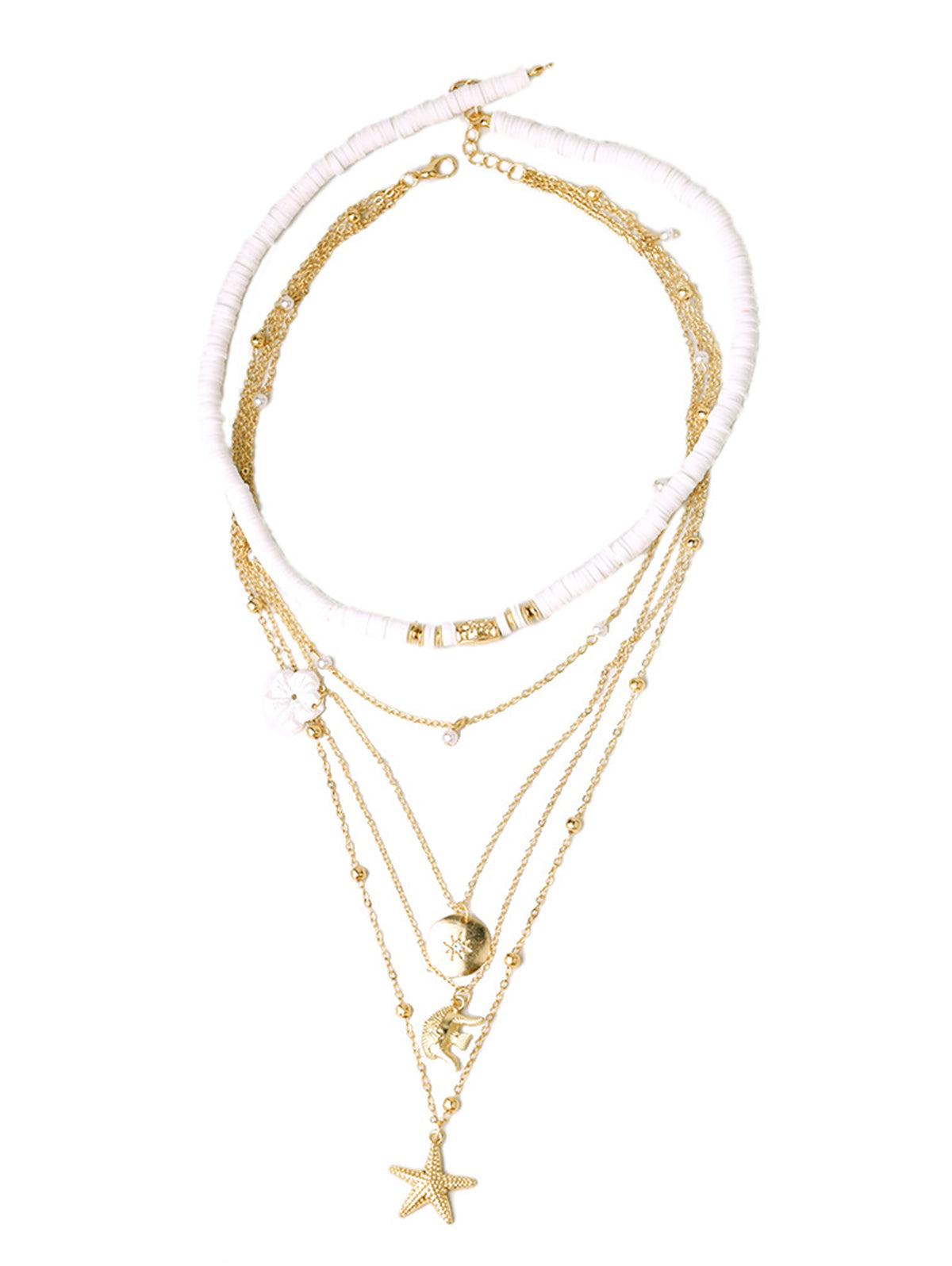 Fashion Multi-layer Flower Starfish Beaded Set Alloy Necklaces