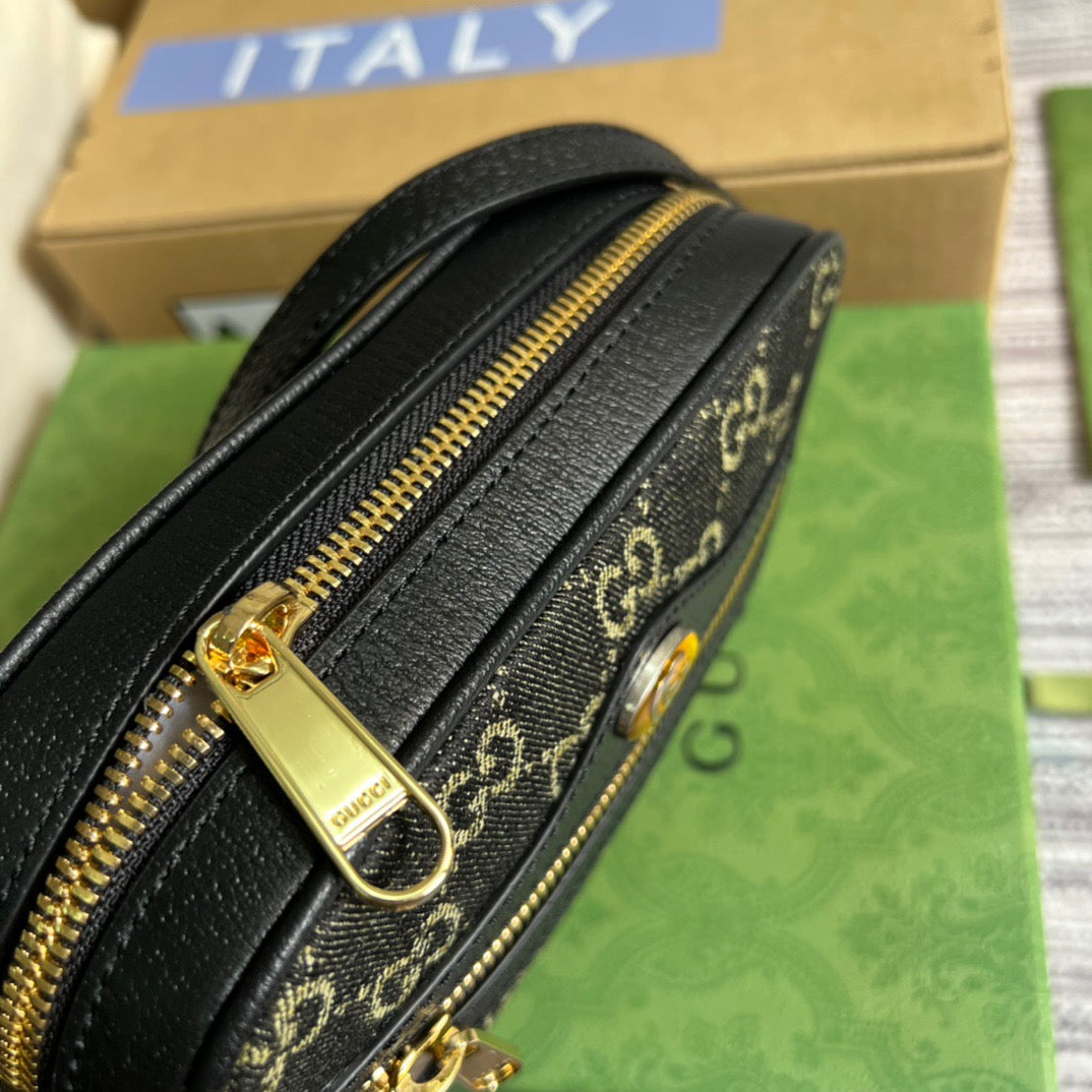 gg Ophidia Mini gg Bag Black And Ivory gg Denim Jacquard For Women 7in/17.5cm gg 517350 UN3BG 1274