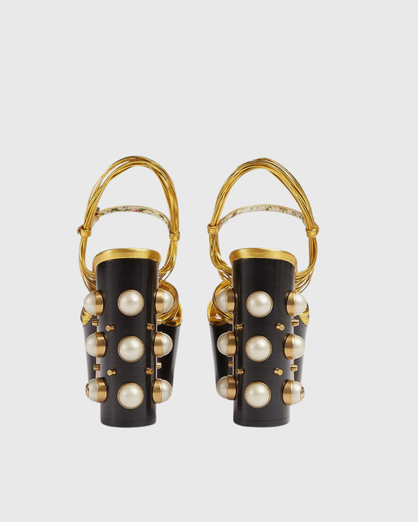 Asia Woven Leather Pearl Platform Sandals