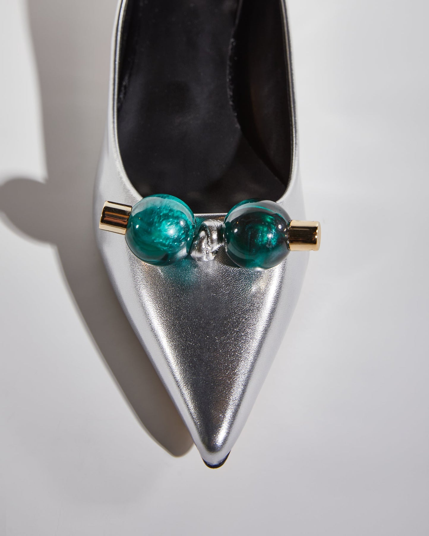 Bay Beads Metallic Kitten Heels In Silver