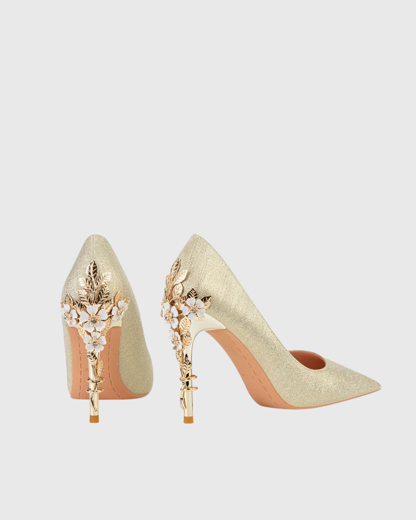 Blair Metal Flower Heels In Green