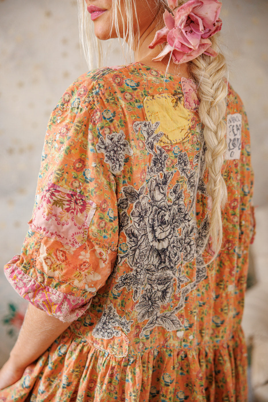 Floral Appliqué Taigi Dress